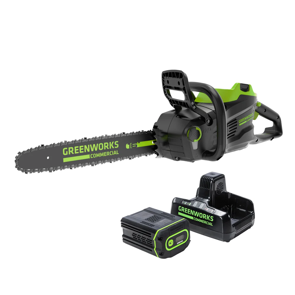 16" Chainsaw 82V 2.4kW with 4Ah Battery and Dual Port Charger